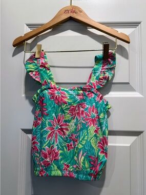 Tommy Bahama Girls Floral Tank Top - Teal, Pink, Green
